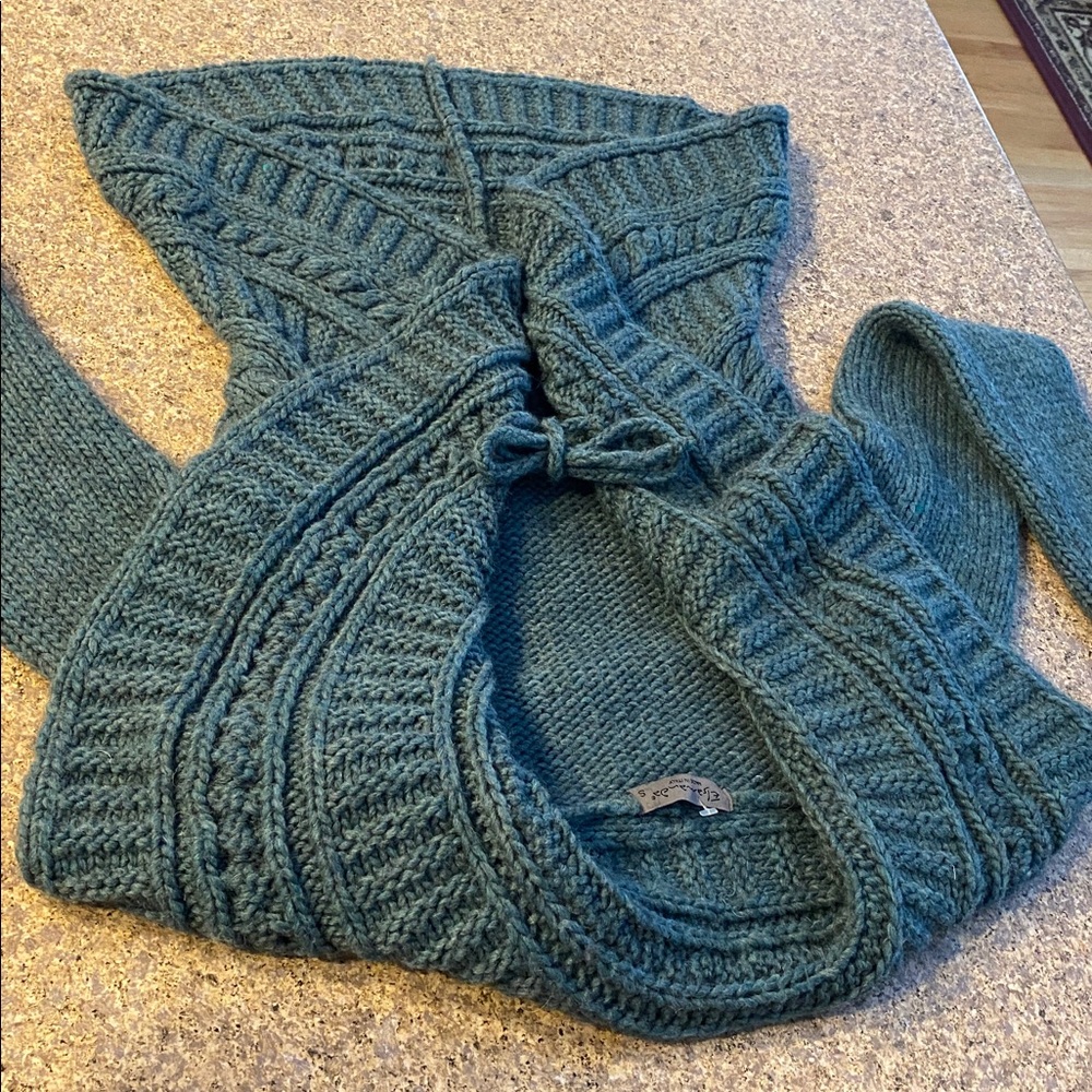 Elsamanda Knit Sweater Tie closure Ruffle or Shawl Collar Wool Alpaca Italy - Picture 6 of 17